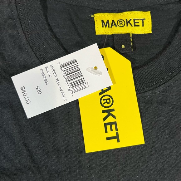 Market studio Arc Spellout Yellow Black Men’s Sz S New - Picture 4 of 5